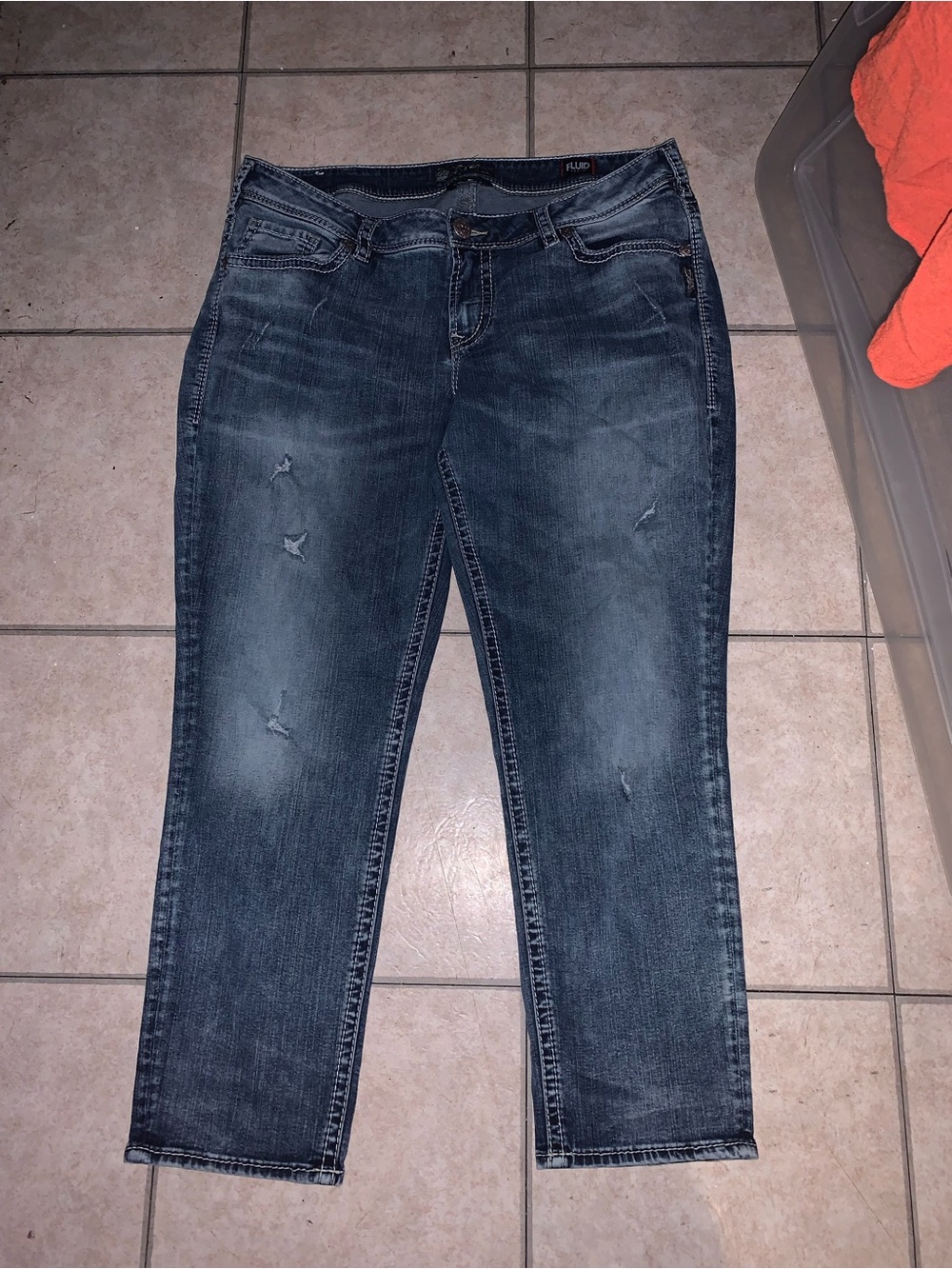 Silver Jeans Women's Washed Dark Blue Straight Leg Jeans